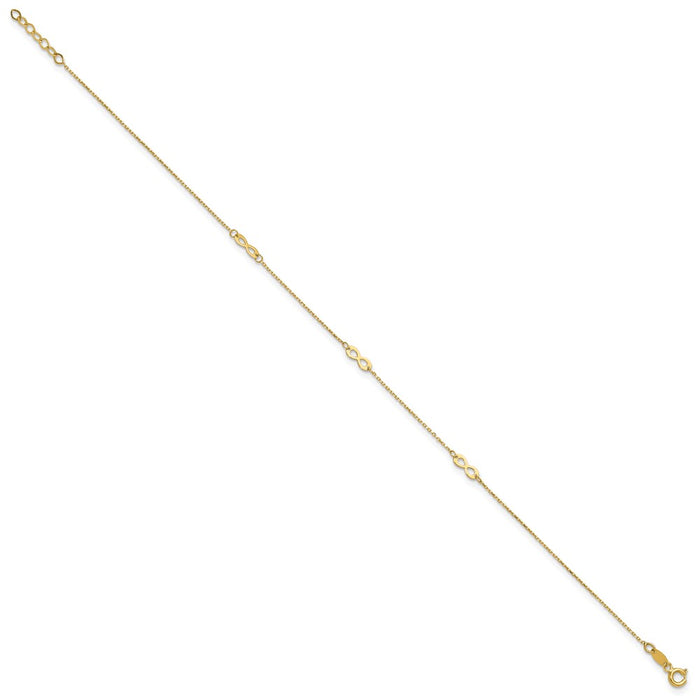 14K Polished Infinity Symbol 9in Plus .75in ext. Anklet-ANK337-9