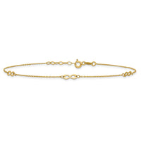 14K Polished Infinity Symbol 9in Plus .75in ext. Anklet-ANK337-9