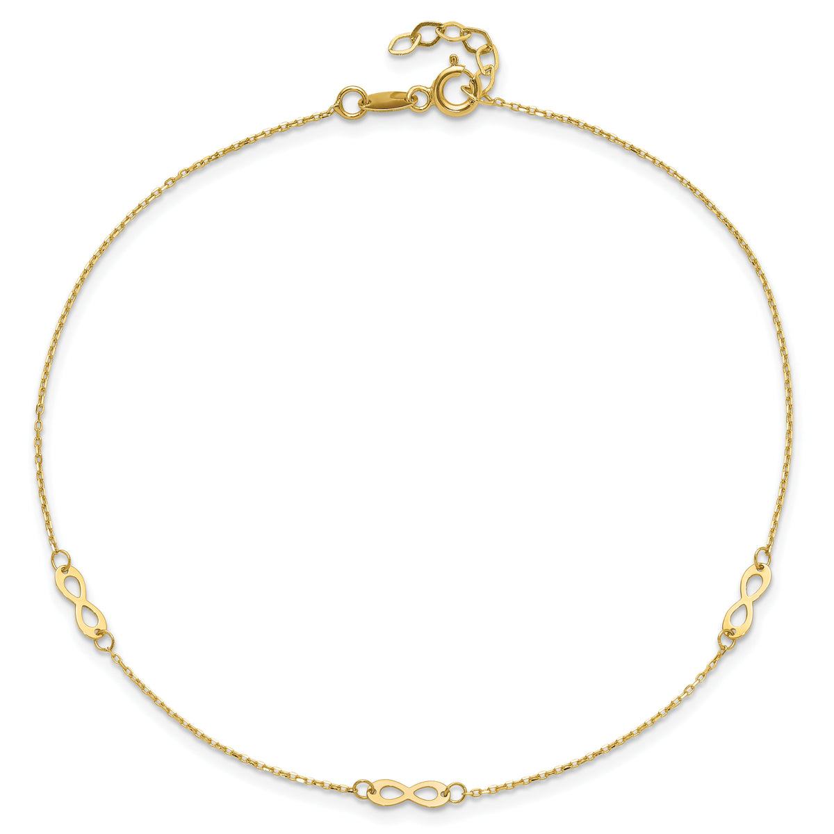 14K Polished Infinity Symbol 9in Plus .75in ext. Anklet-ANK337-9
