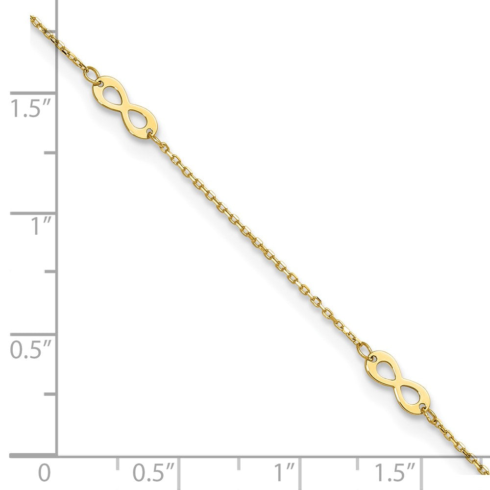 14K Polished Infinity Symbol 9in Plus .75in ext. Anklet-ANK337-9