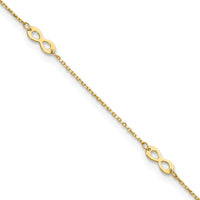 14K Polished Infinity Symbol 9in Plus .75in ext. Anklet-ANK337-9