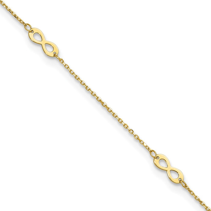 14K Polished Infinity Symbol 9in Plus .75in ext. Anklet-ANK337-9