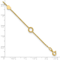 14K Heart 9in Plus 1in ext. Anklet-ANK340-9