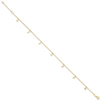 14K Polished Moon Star and Lightning 9in Plus 1in ext. Anklet-ANK342-9