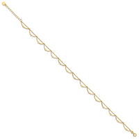 14K Polished and Diamond-cut Fancy 10in Plus 1.5in ext. Anklet-ANK343-10