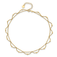 14K Polished and Diamond-cut Fancy 10in Plus 1.5in ext. Anklet-ANK343-10