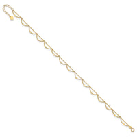 14K Polished and Diamond-cut Fancy 10in Plus 1.5in ext. Anklet-ANK343-10