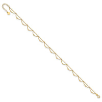 14K Polished and Diamond-cut Fancy 10in Plus 1.5in ext. Anklet-ANK343-10