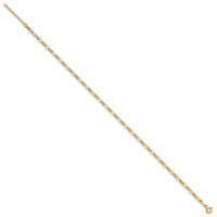 14K Polished Fancy Link 9in Plus 1in extension Anklet-ANK344-9