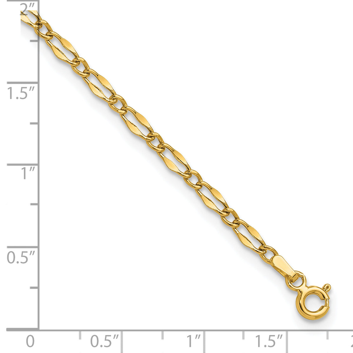 14K Polished Fancy Link 9in Plus 1in extension Anklet-ANK344-9