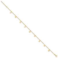 14K Polished Stars Hearts & Clovers 9in Plus 1in extension Anklet-ANK346-9
