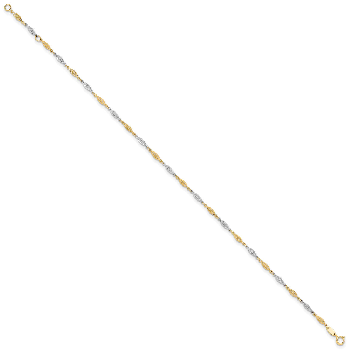 14K Two-tone Polished Diamond-cut Infinity Link 9in Plus 1in ext. Anklet-ANK347-9