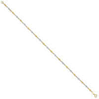 14K Two-tone Polished Diamond-cut Infinity Link 9in Plus 1in ext. Anklet-ANK347-9