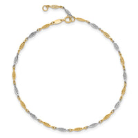 14K Two-tone Polished Diamond-cut Infinity Link 9in Plus 1in ext. Anklet-ANK347-9