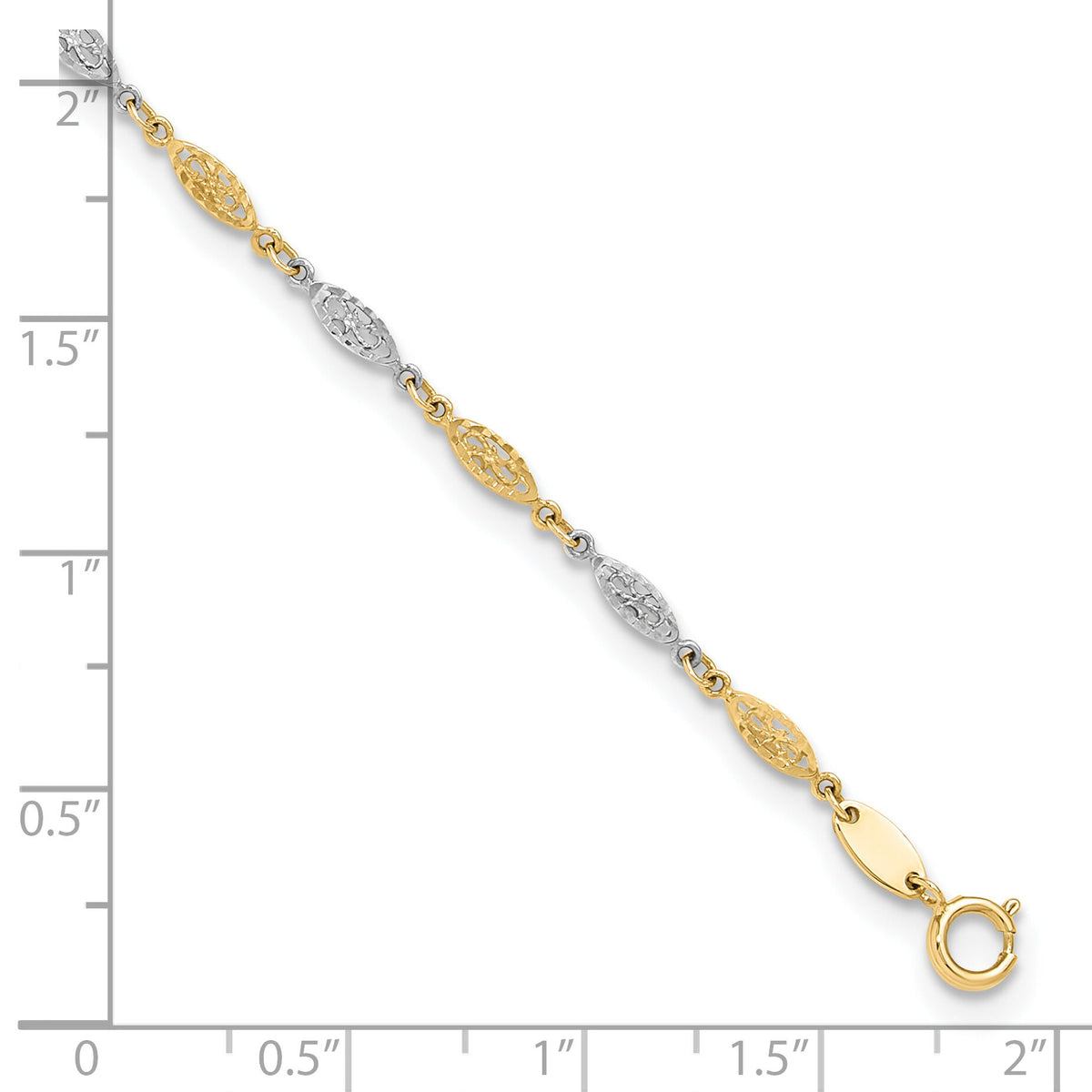 14K Two-tone Polished Diamond-cut Infinity Link 9in Plus 1in ext. Anklet-ANK347-9