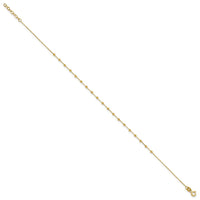 14K Polished Diamond-cut Beaded 9in Plus .75in ext. Anklet-ANK348-9
