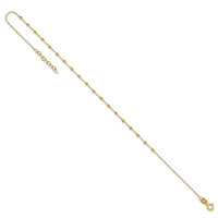 14K Polished Diamond-cut Beaded 9in Plus .75in ext. Anklet-ANK348-9
