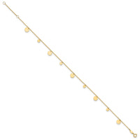 14K Polished Circles 9in Plus 1in ext. Anklet-ANK350-9