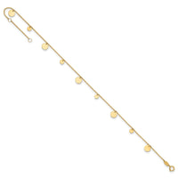 14K Polished Circles 9in Plus 1in ext. Anklet-ANK350-9