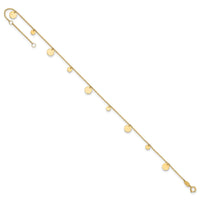 14K Polished Circles 9in Plus 1in ext. Anklet-ANK350-9
