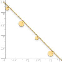 14K Polished Circles 9in Plus 1in ext. Anklet-ANK350-9