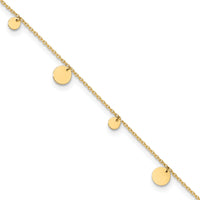 14K Polished Circles 9in Plus 1in ext. Anklet-ANK350-9