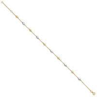 14K Two-tone Polished 9in Plus 1in ext. Anklet-ANK351-9