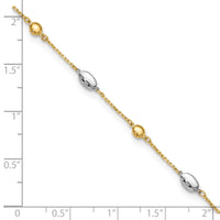 14K Two-tone Polished 9in Plus 1in ext. Anklet-ANK351-9