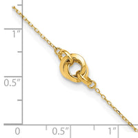 14K Polished Three Station Fancy Link 9in Plus 1in extension Anklet-ANK352-9