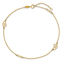 14k Polished Hearts and Infinity 9in Plus 1in ext. Anklet-ANK354-9