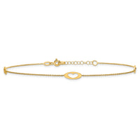 14k Polished Infinity and Heart 9in Plus 1in ext Anklet-ANK357-9