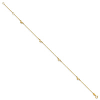 14k Polished Bows 9in Plus 1in ext. Anklet-ANK358-9