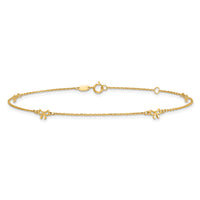 14k Polished Bows 9in Plus 1in ext. Anklet-ANK358-9