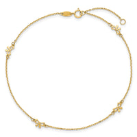 14k Polished Bows 9in Plus 1in ext. Anklet-ANK358-9