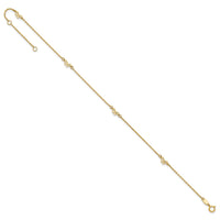 14k Polished Bows 9in Plus 1in ext. Anklet-ANK358-9