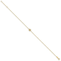14K Polished Mother of Pearl Flower 9in Plus 1in ext. Anklet-ANK360-9
