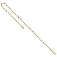 14k Two-tone Polished Oval Link Beads 9in Plus 1in ext. Anklet-ANK362-9