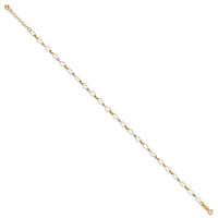 14k Two-tone Polished Fancy Open Link 9in Plus 1in ext. Anklet-ANK363-9