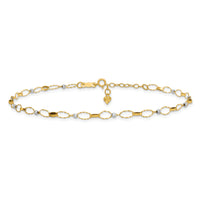 14k Two-tone Polished Fancy Open Link 9in Plus 1in ext. Anklet-ANK363-9