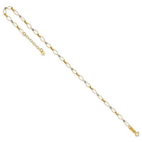 14k Two-tone Polished Fancy Open Link 9in Plus 1in ext. Anklet-ANK363-9