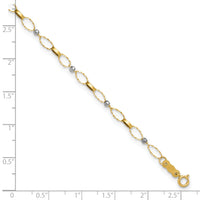 14k Two-tone Polished Fancy Open Link 9in Plus 1in ext. Anklet-ANK363-9