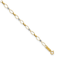 14k Two-tone Polished Fancy Open Link 9in Plus 1in ext. Anklet-ANK363-9