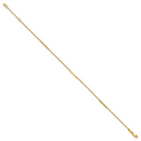 14k Polished Fancy Bar Station 9in Plus 1in ext. Anklet-ANK364-9
