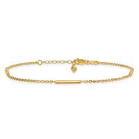 14k Polished Fancy Bar Station 9in Plus 1in ext. Anklet-ANK364-9