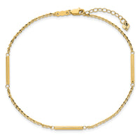 14k Polished Fancy Bar Station 9in Plus 1in ext. Anklet-ANK364-9