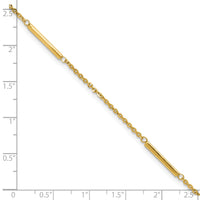14k Polished Fancy Bar Station 9in Plus 1in ext. Anklet-ANK364-9