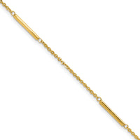 14k Polished Fancy Bar Station 9in Plus 1in ext. Anklet-ANK364-9