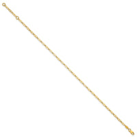 14k Polished Elongated Anchor Link 9in Plus 1in ext. Anklet-ANK365-9