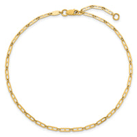 14k Polished Elongated Anchor Link 9in Plus 1in ext. Anklet-ANK365-9