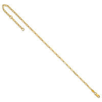 14k Polished Elongated Anchor Link 9in Plus 1in ext. Anklet-ANK365-9